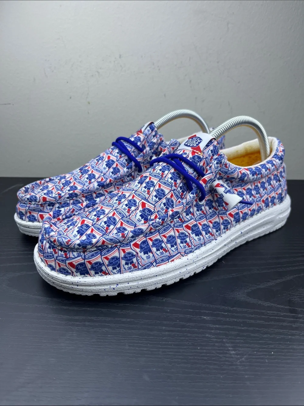 Hey Dude Wally Pabst Men's Sz 8 Red White Blue Slip On Casual Shoes